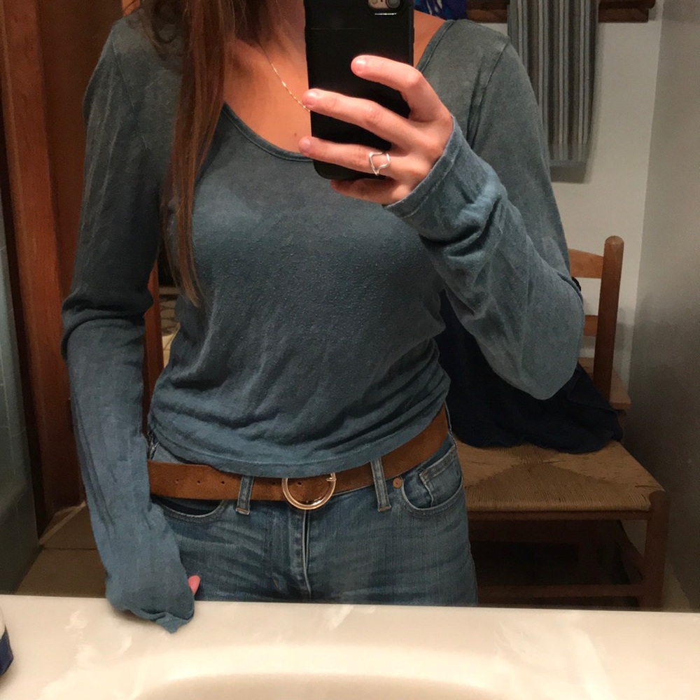 Teal soft long sleet tee